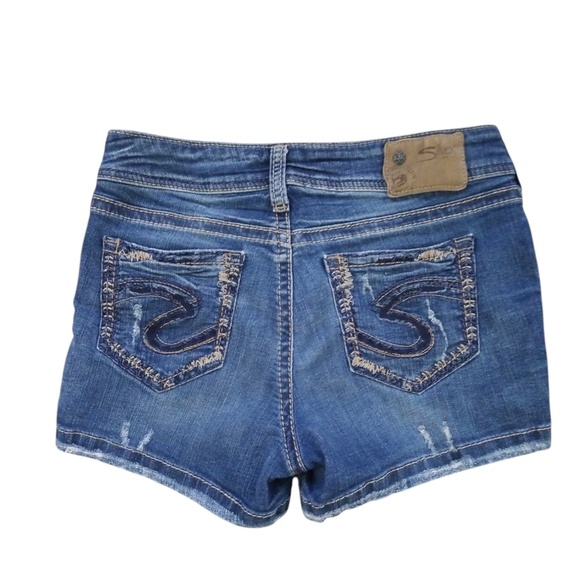 Silver Jeans Co. Distressed Suki Mid Super Stretch‎ Jean Shorts Size 29 - Picture 5 of 10